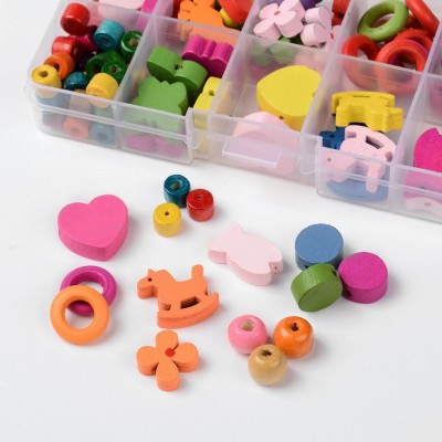 Color Children's Wooden Beads Boxed Fun Puzzle Bracelet DIY Beaded Material Jewelry Accessories