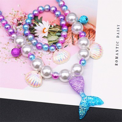 Children's Pearl Necklace Bracelet Set Fish Tail Necklace Girl Baby Accessories